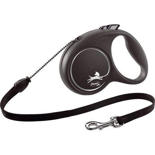 Black Design automatiskt hundkoppel svart/silver M 5m rep product image