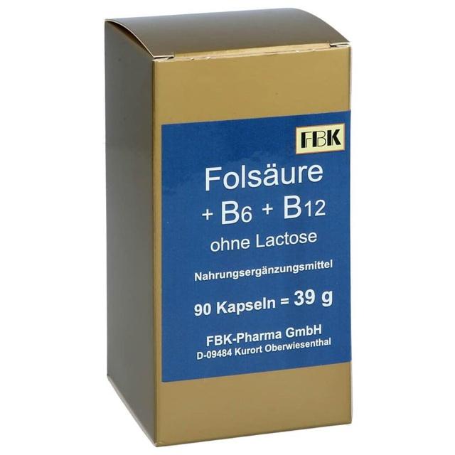 Folsäure + B 6 + B 12 ohne Lactose Kapseln, 90 St Kapseln product image