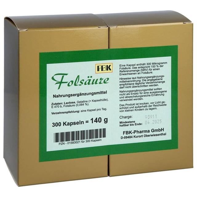 Folsäure Kapseln, 300 St Kapseln product image