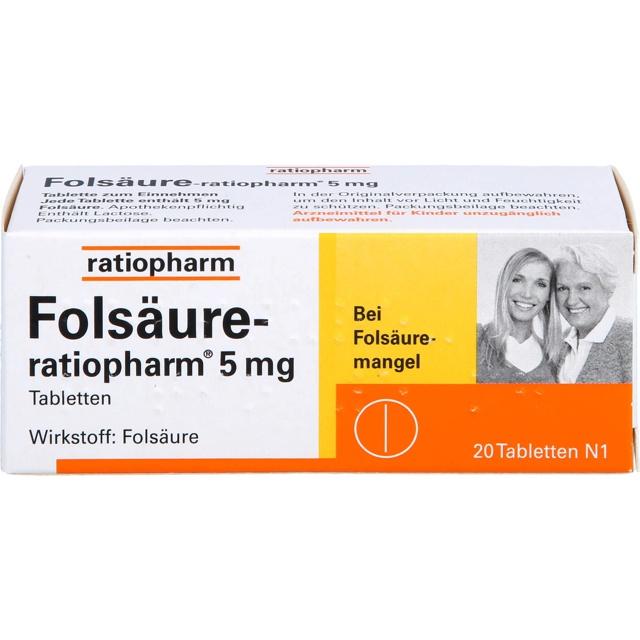 FOLSÄURE-RATIOPHARM 5 mg Tabletten product image