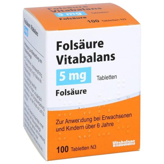 Folsäure Vitabalans 5 mg Tabletten, 100 St Tabletten product image