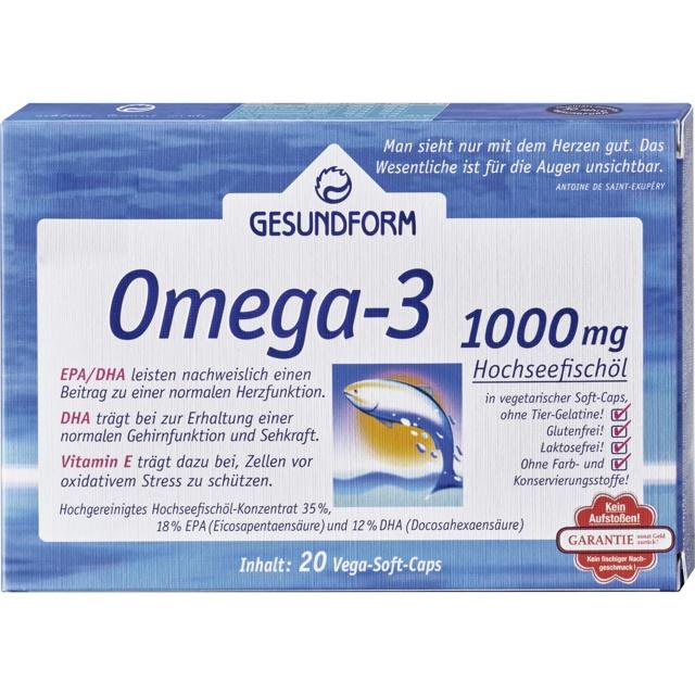 GESUNDFORM Omega-3 1000 mg Fischöl Kapseln product image