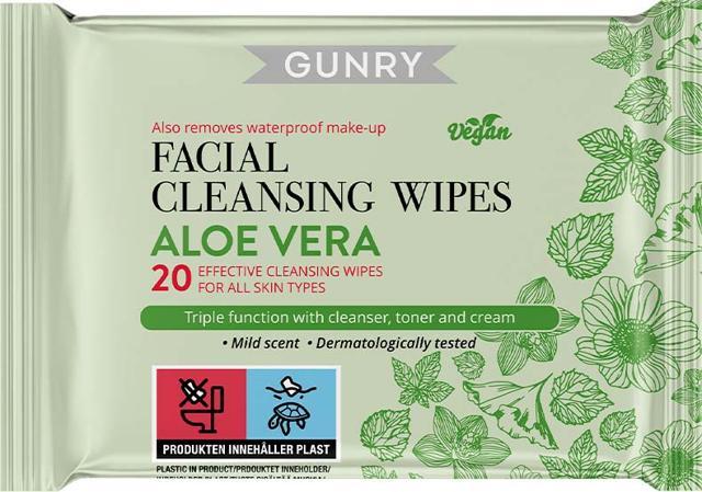 Gunry Facial cleansing wipes aloe vera 20 st product image