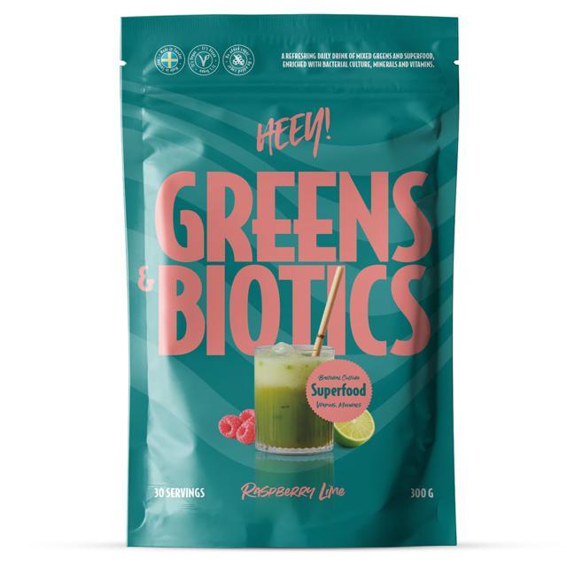 Heey! Greens & Biotics Superfood Hallon Lime 300 g product image