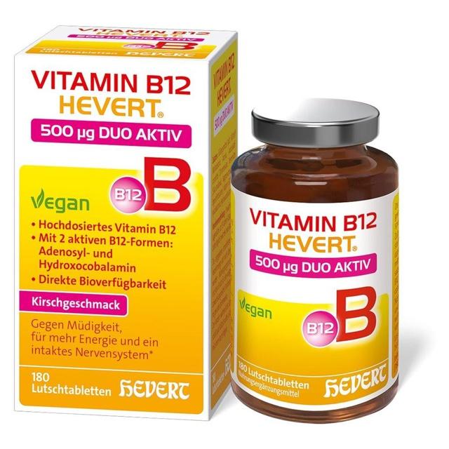 VITAMIN B12 HEVERT 500 MIKROGRAMM DUO AKTIV 180 St Lutschtabletten product image