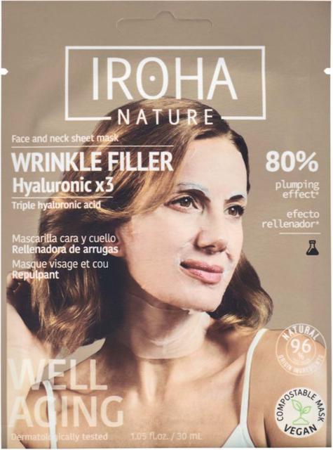 IROHA NATURE Wrinkle Filler Hyaluronic Face & Neck Sheet Mas product image
