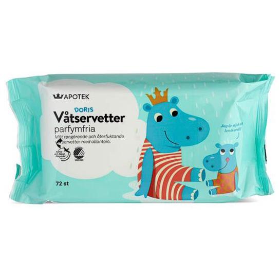 Kronans Apotek Doris Våtservetter För barn parfymfritt 72 st product image