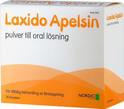 Laxido Apelsin Makrogol, kombinationer, Pulver till oral lösning, 20 dospåsar product image
