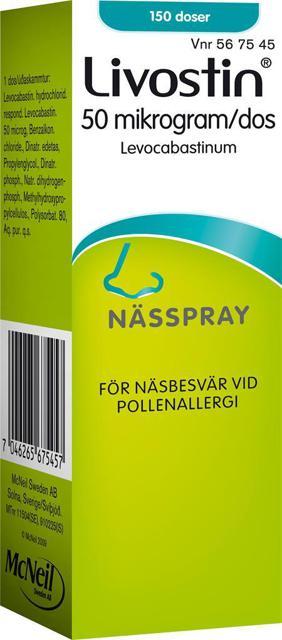 Livostin, nässpray, suspension 50 mikrogram/dos McNeil Sweden AB, 150 doser product image