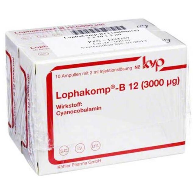 Lophakomp B 12 3000 µg Injektionslösung, 20X2 ml Injektionslösung product image
