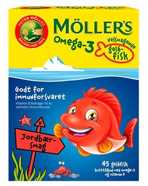 Møllers Tran Omega-3 Gelé-Fisk Jordbær 45 stk. product image