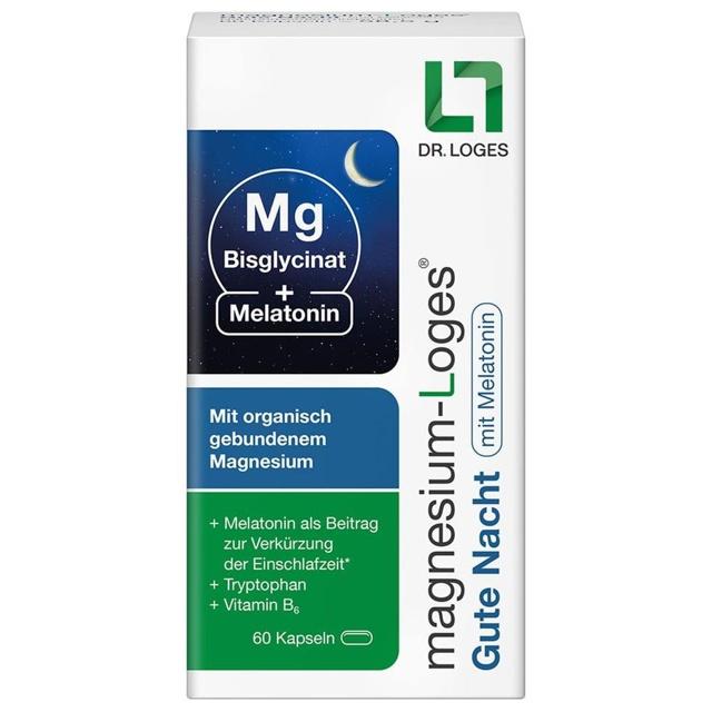 magnesium-Loges Gute Nacht mit Melatonin 60 St Kapseln product image