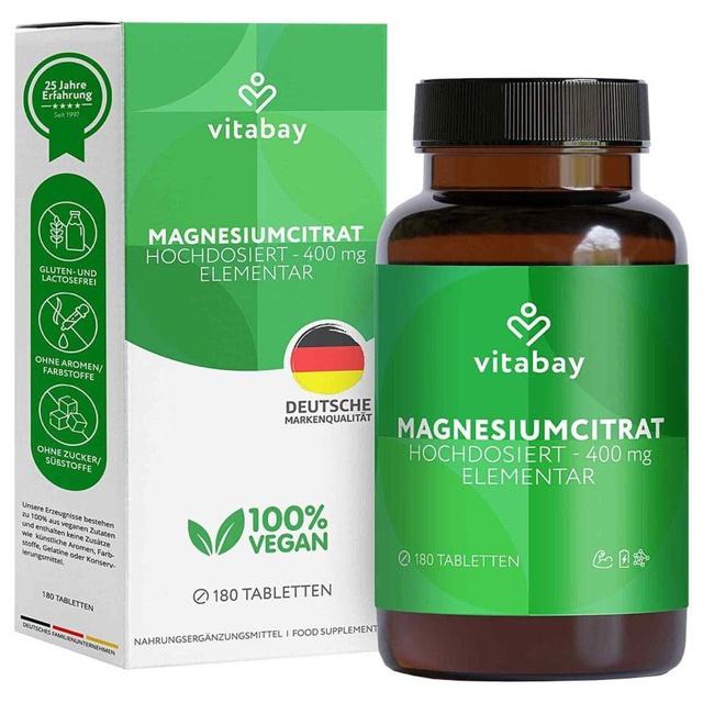 Magnesiumcitrat 200 mg vegan hochdosiert Tabletten, 180 St Tabletten product image
