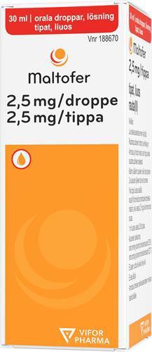 Maltofer, orala droppar, lösning 2,5 mg/droppe, 1 X 30 ml product image