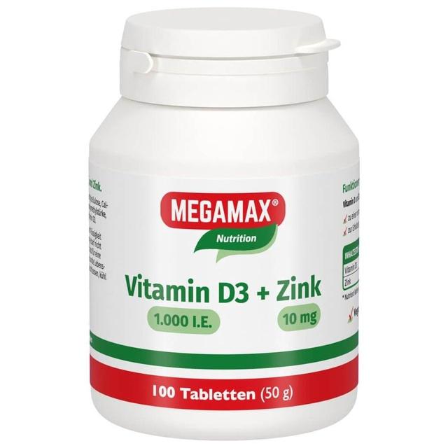 MEGAMAX Vitamin D3 1000IE + Zink 10MG 100 St Tabletten product image