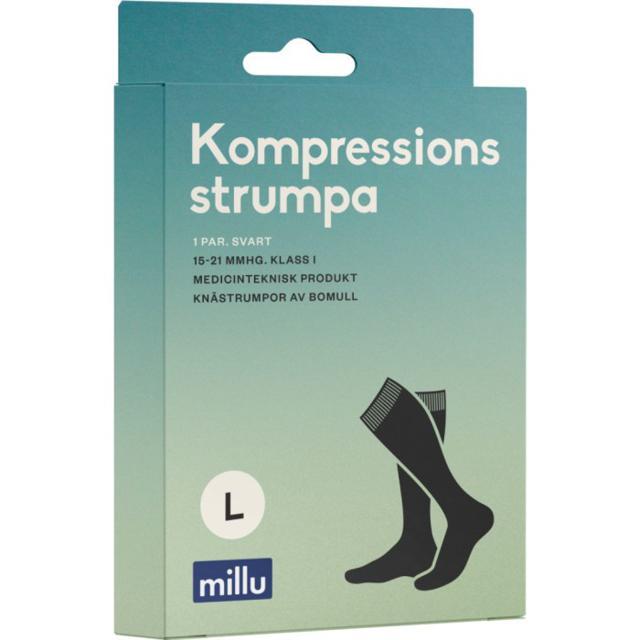 Millu Kompressionsstrumpa Bomull Klass 1 Svart L product image