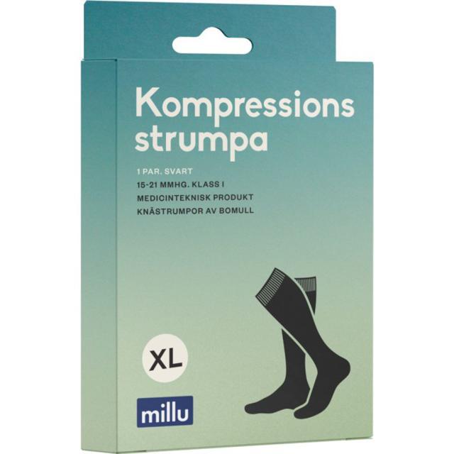 Millu Kompressionsstrumpa Bomull Klass 1 Svart XL product image