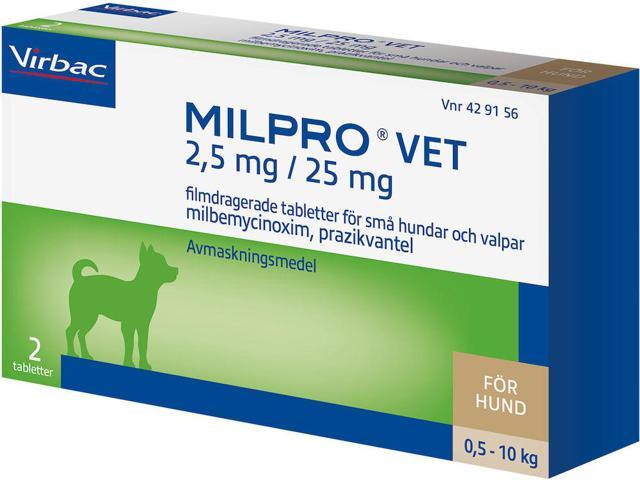 Milpro vet, filmdragerad tablett 2,5 mg/25 mg, 2 st product image