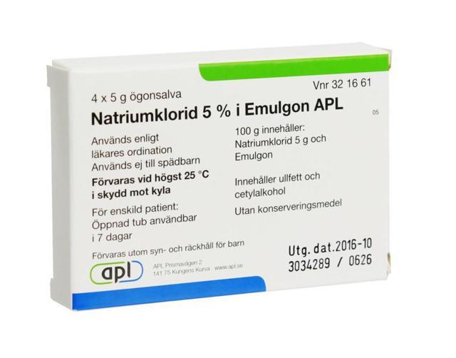 Natriumklorid i Emulgon APL, ögonsalva 5 %, 4 X 5 g product image