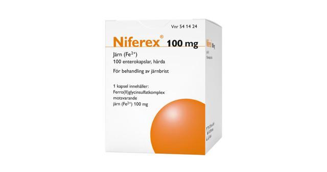 Niferex, enterokapsel, hård 100 mg UCB Nordic A/S, 100 st product image