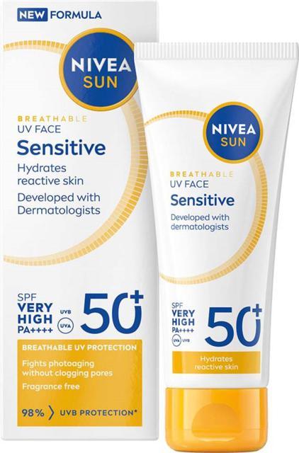 NIVEA SUN UV Face Sensitive Cream SPF 50+, 40 ml product image
