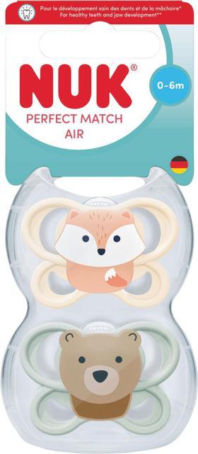 NUK Perfect Match Air Fox/Bear, stl 0-6 mån 2 st product image