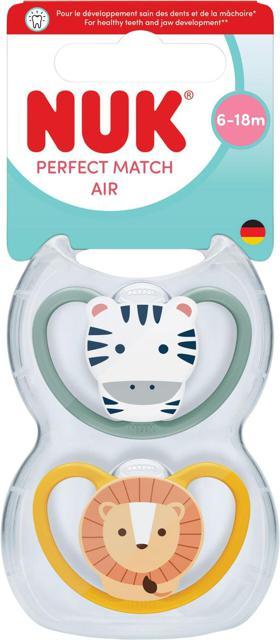 NUK Perfect Match Air Zebra/Lion, stl 6-18 mån 2 st product image