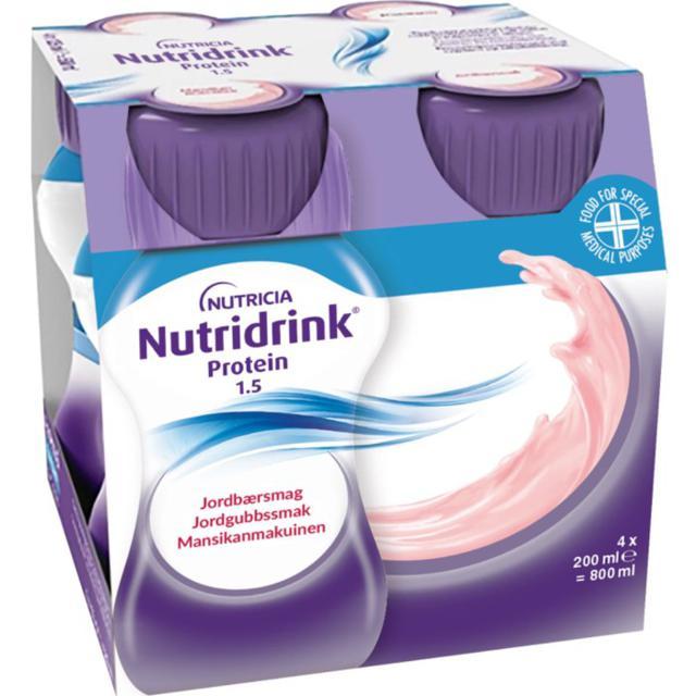 Nutridrink Protein, jordgubb, energi och proteinrikt kosttillägg, 4 x 200 milliliter product image