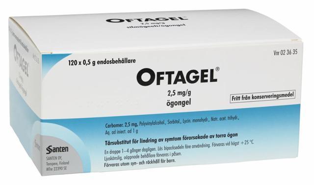 Oftagel, ögongel i endosbehållare 2,5 mg/g, 120 st product image