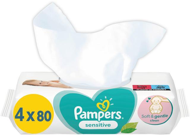 Pampers Sensitive Baby Våtservetter 4-pack, 320 st product image