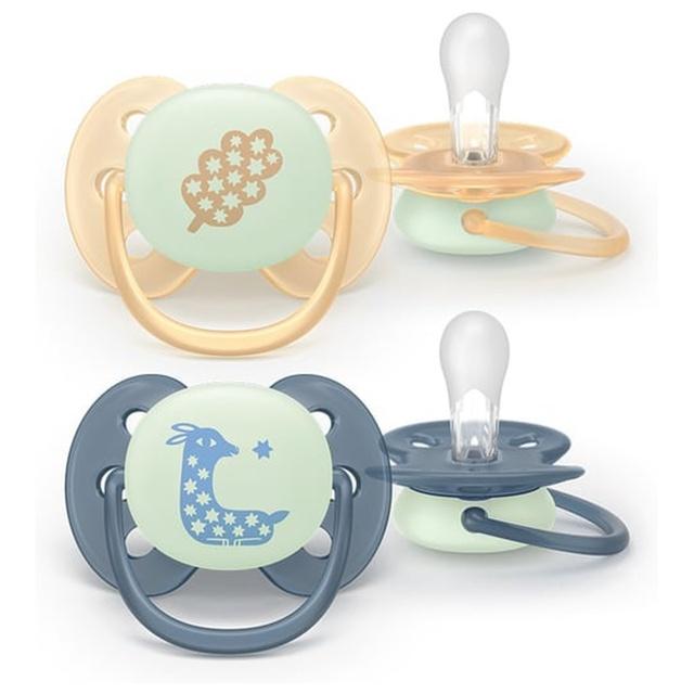 Philips Avent Ultra Soft Nattnapp Glow in the Dark Grå & Gul 6-18 månader 2 st product image