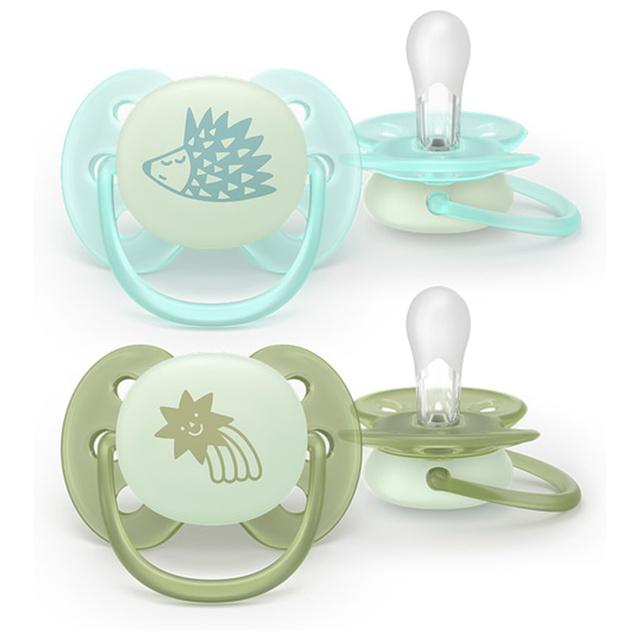 Philips Avent Ultra Soft Nattnapp Glow in the Dark Grön & Blå 0-6 månader 2 st product image