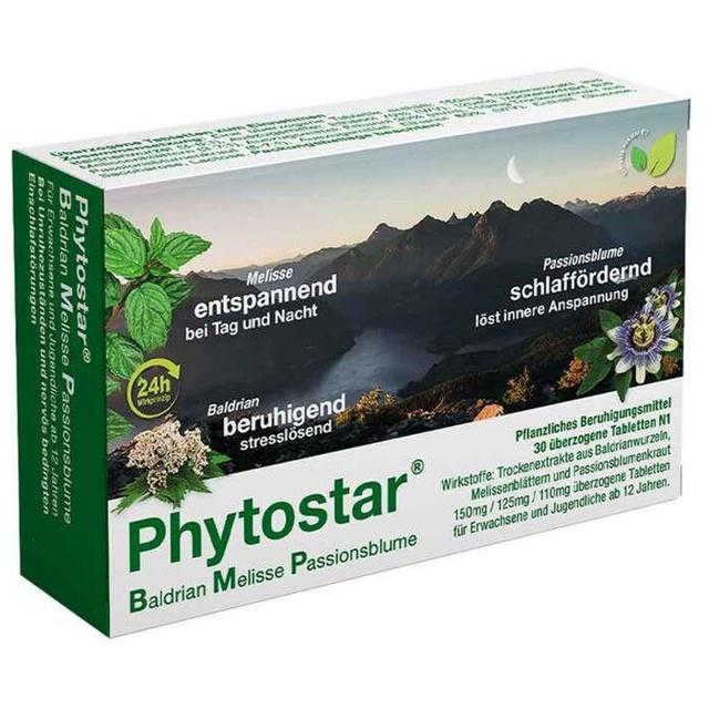 Phytostar Baldrian Melisse Passionsblume 150/125/110mg 30 St Überzogene Tabletten product image