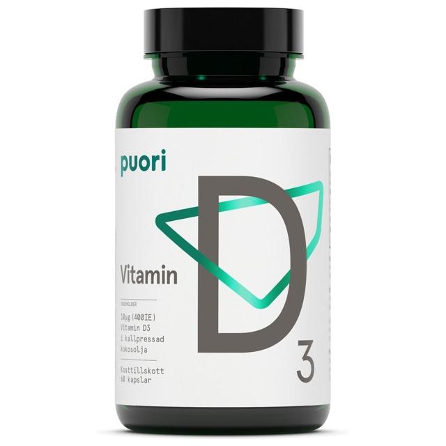 Puori D3 Vitamin D 400IE (10µg), 60 kapslar product image