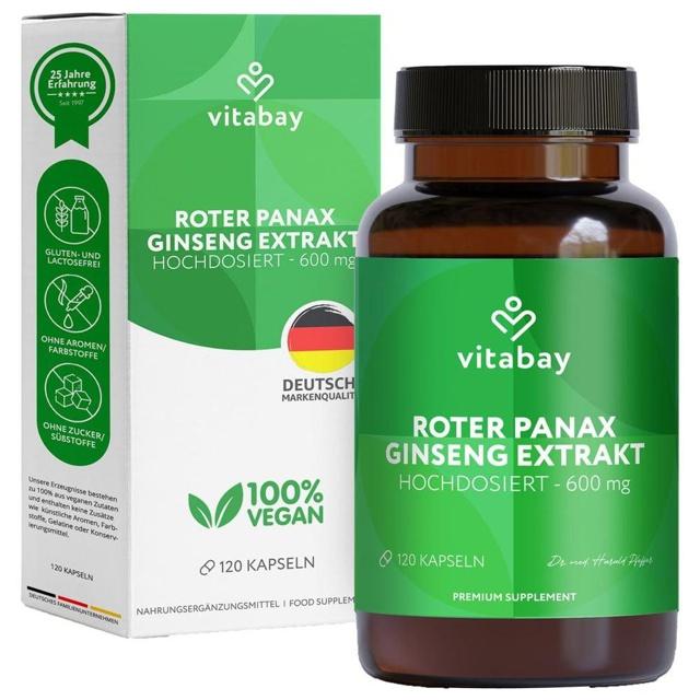 Roter Panax Ginseng Extrakt 600 Mg Vegan Kapseln product image