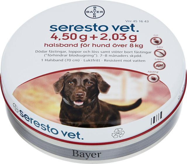 Seresto vet. för hund över 8 kg, halsband 4,50 g + 2,03 g 1 st product image