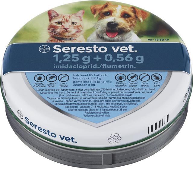 Seresto vet. för katt och hund upp till 8 kg, halsband 1,25 g + 0,56 g, 1 st product image