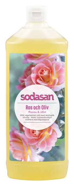 Sodasan Ros & Oliv Flytande Tvål 1 liter product image