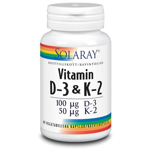 Solaray Vitamin D3 & K2 60 kapslar product image
