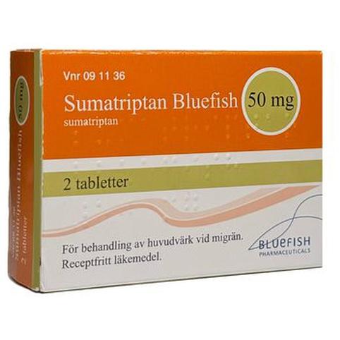 Sumatriptan Bluefish 50 mg Sumatriptan, Tablett, 2 tablett(er) product image