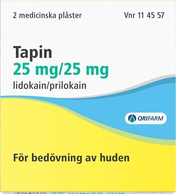 Tapin, medicinskt plåster 25 mg/25 mg 2 st product image