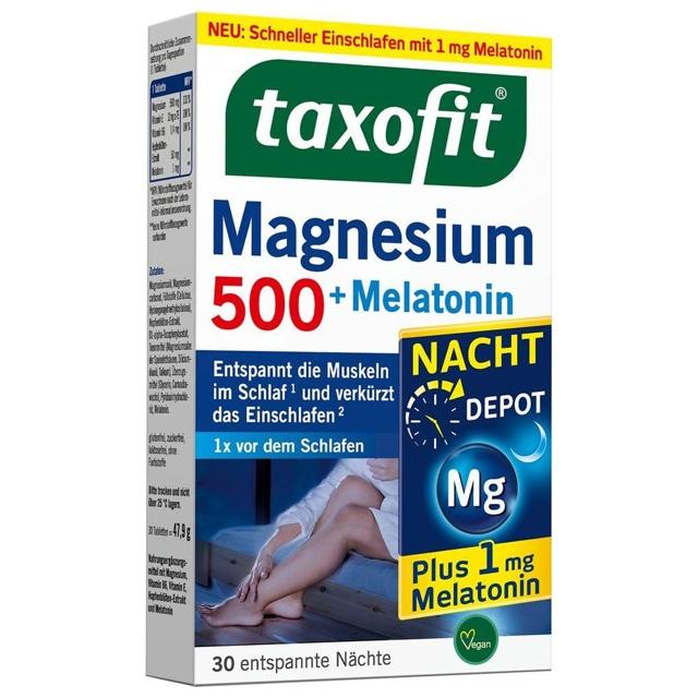 TAXOFIT Magnesium 500 Nacht+Melatonin Tabletten product image