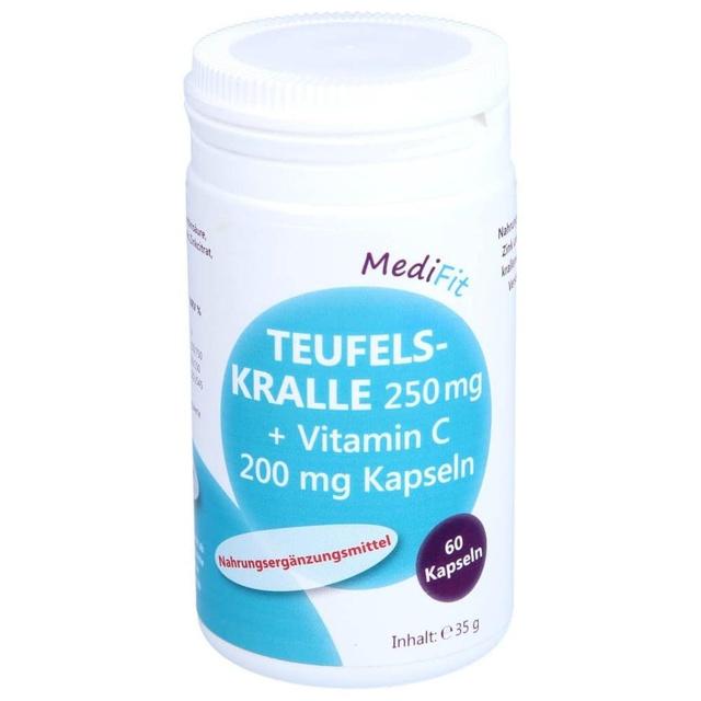 Teufelskralle 250 mg + Vitamin C 200 mg Kapseln, 60 St Kapseln product image