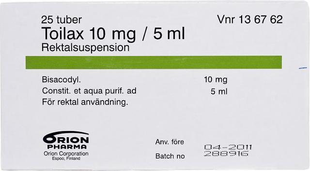 Toilax 10 mg/5 ml Bisakodyl, Rektalsuspension, 25 x 5 milliliter product image
