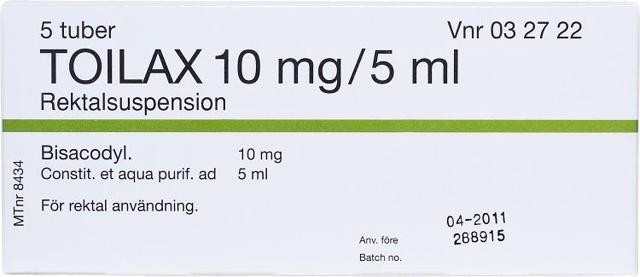 Toilax rektalsuspension 10 mg/5 ml tub 5 x 5 ml product image