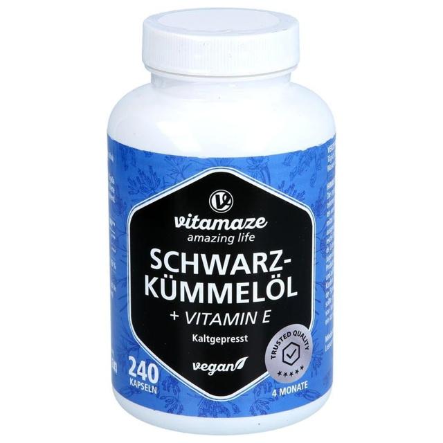 vitamaze SCHWARZ-KÜMMELÖL + VITAMIN E 240 St Weichkapseln product image