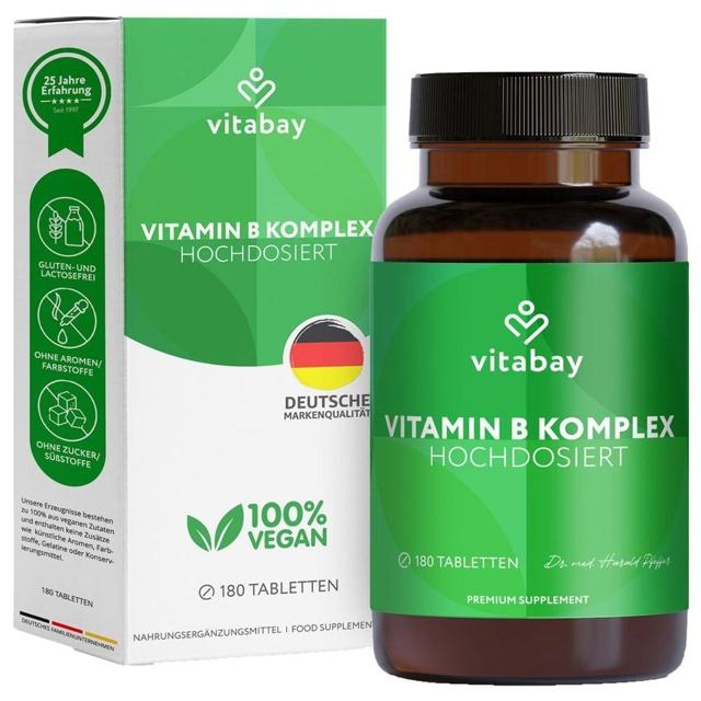 Vitamin B KOMPLEX Biotin B6 B5 B1+B12 vegan Tabl. product image