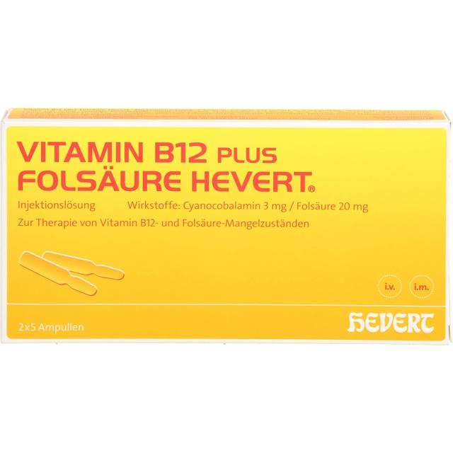 VITAMIN B12 PLUS Folsäure Hevert a 2 ml Ampullen product image