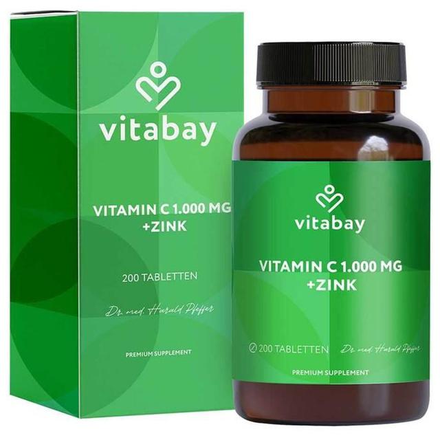 Vitamin C 1000 mg + Zink 10 mg vegan hochdosierte Tabletten, 200 St Tabletten product image