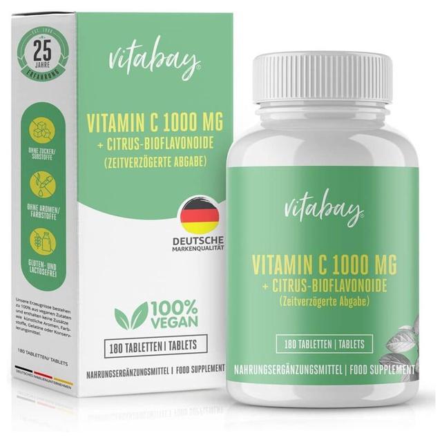Vitamin C + Bioflavonoide 1000 mg vegan hochdosiert, 180 St Tabletten product image